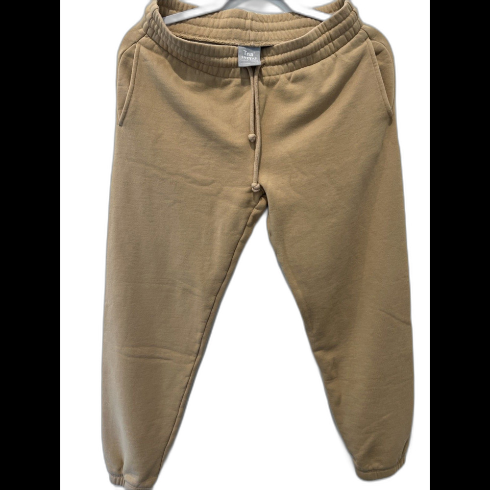 Tna Sweatpants Womens Small Beige COZYAF Fleece Jogger Elastic Waist Lounge